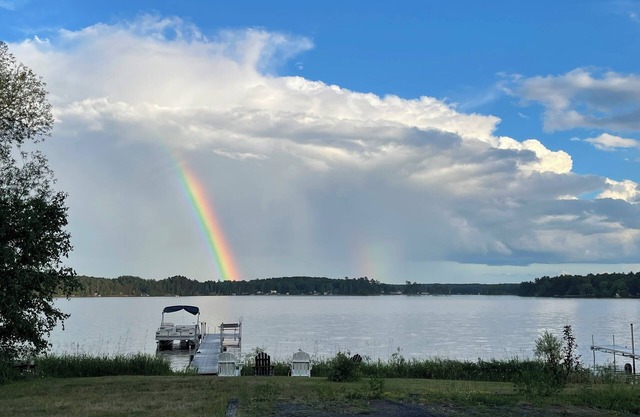 Lake Nebagamon lake front home with private dock, short walk from Dairy Queen.