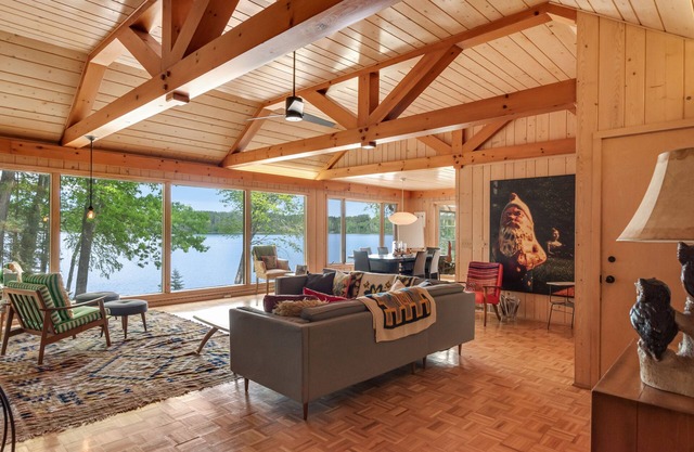 Lakefront dog-friendly home & cottage with dock, sauna, Ping-Pong, fireplace