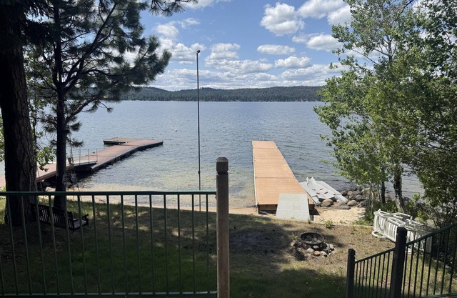 Lakefront home with private beach and dock