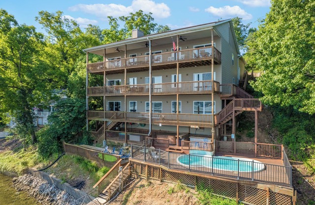 Lakefront Ozarks Home: Tiki Bar, Pool, Deck, Views
