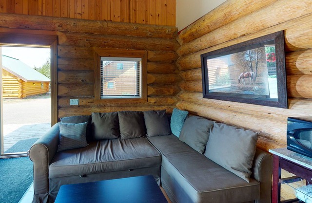 Lakefront wilderness resort cabin with deck, full kitchen, & internet
