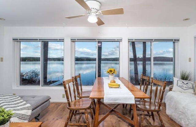 Lakes Edge Lodge waterfront on Lake Winnisquam! Dock and sandy beach!