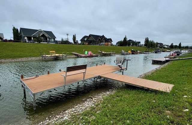 Large lakefront retreat with private dock.