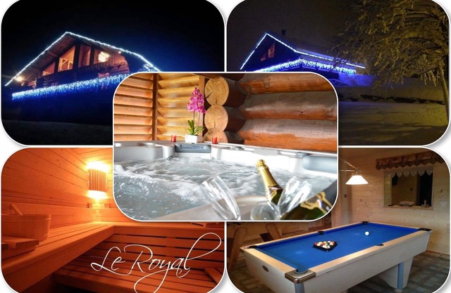 Große Blockhütte "Le Royal" Spa Sauna Pool Table Wifi