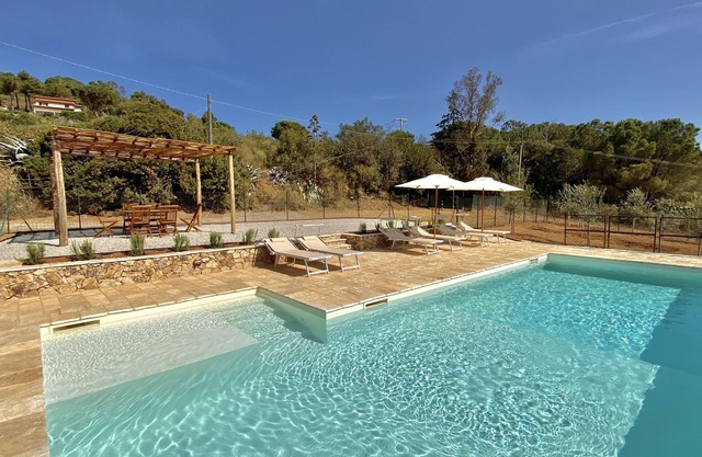 Denkmalgeschützte toskanische Villa mit privatem Pool, A/C, WLANtollemMeerblick