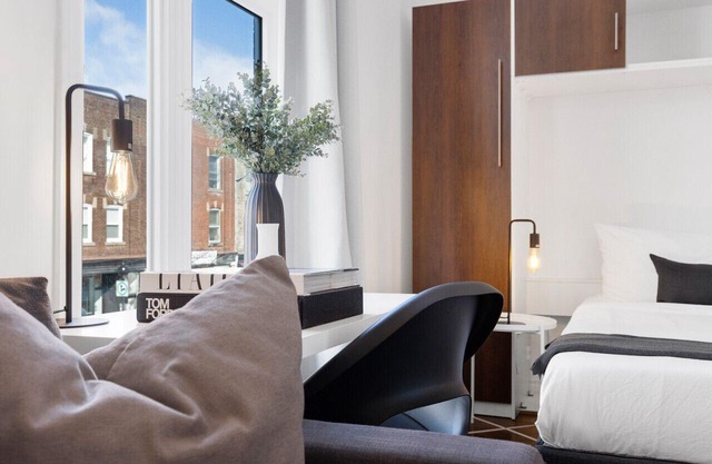 Liv MTL* 55% Off * MTL 201 Modern Studio | Relaxed Getaway + Spacious Rooftop Patio + Office + Pets Stay Free!