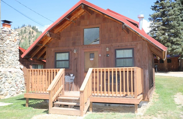 Located on the river, facing the Mountains
