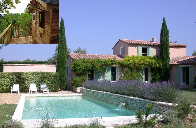 Luberon-Villa 10 Personen plus 2 Personen in CABANE PERCHEE in einem mit Eichenholz beheizten Pool