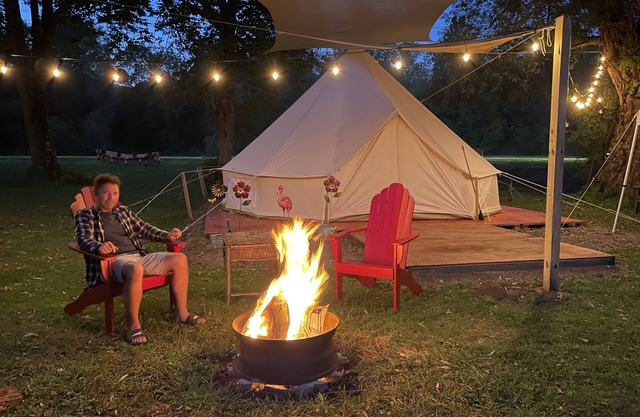 Luxurious Bell Tent on Ischua Creek at Campground Adventures