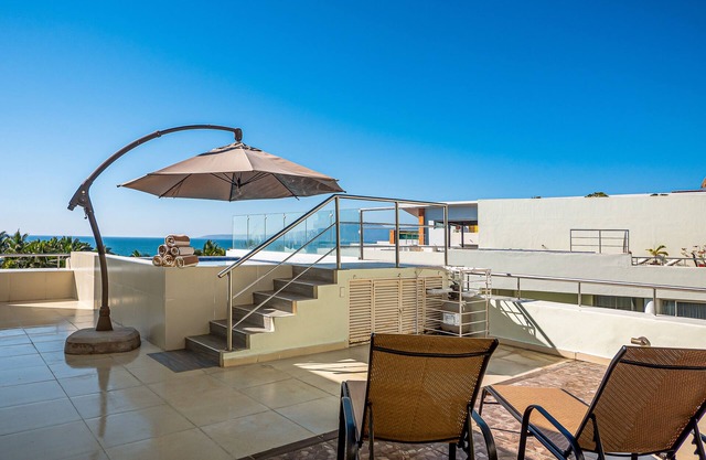 Luxurious retreat with a scenic terrace pool & modern kitchen