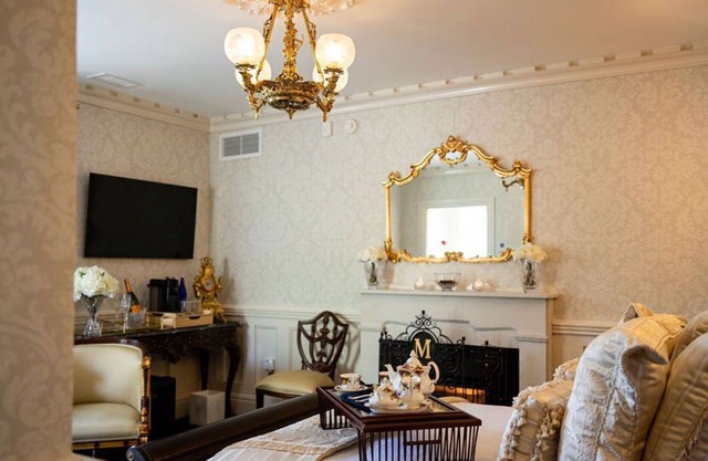 Luxury guest rooms in recently restored 1845 Gothic Revival Mansion.