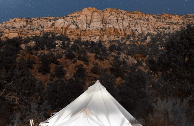 Luxury King size tent with valley views at Zion View Camping!