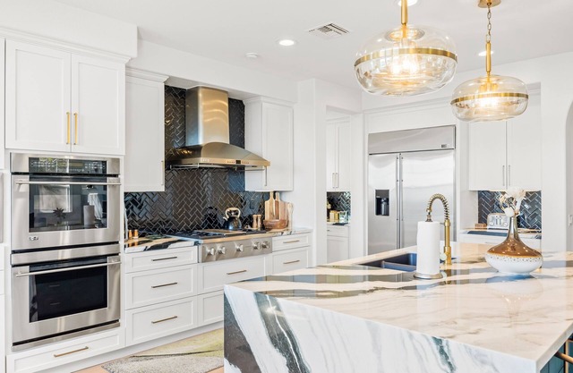 Luxury valley-view home with pool, pool spa, grill, fireplaces, and pool table