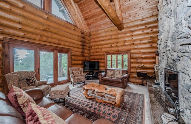Massive Rustic Waterfront Log Cabin