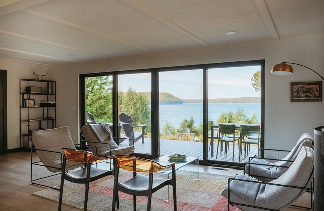 Mid Century Modern Lake House with Private Beach