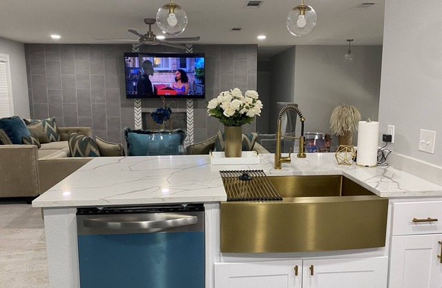 Modern 4 bedroom home with pool. Sleeps 10-12 comfortable.
