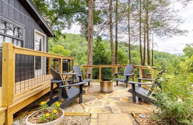 Modern cabin retreat with serene outdoor oasis