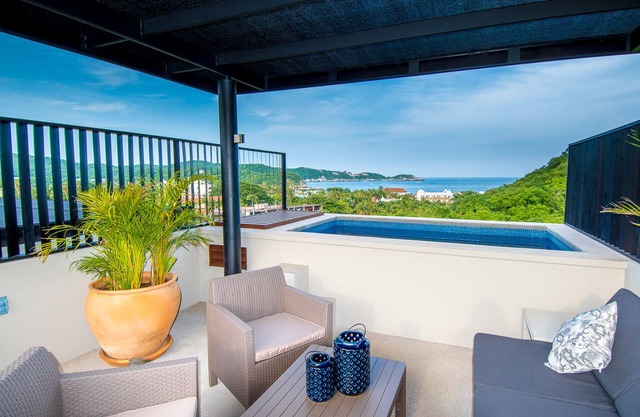 Moderne Wohnung mit privater Terrasse und Tauchbecken