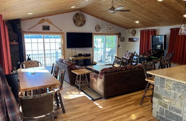 Modern lake house with private beach, located 2.5 hours north of Boston.