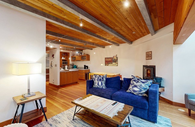 Modern mountain-view getaway w/ fireplace - walk to private ski locker by lifts