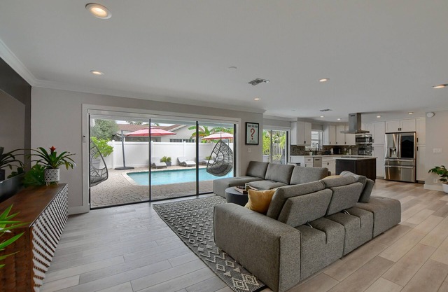 Modern open floor plan, 3-bedroom home, with pool and updated amenities