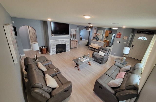 Modern unique 3 bedroom home with indoor fireplace, updated to today standards.