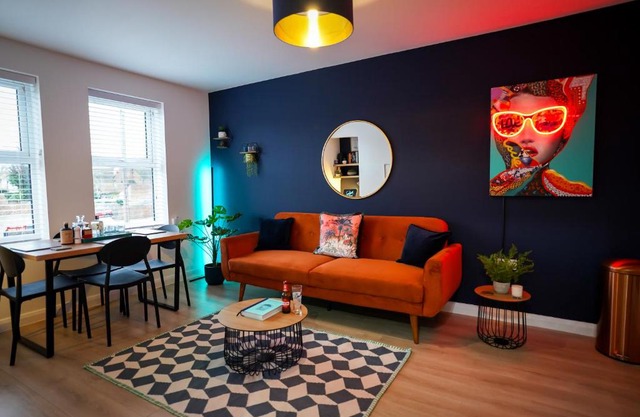 Neon Road at Park House Peterborough City Centre Apartment