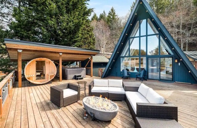 NEW! A Frame Over Water - Sauna, Hot Tub, Views