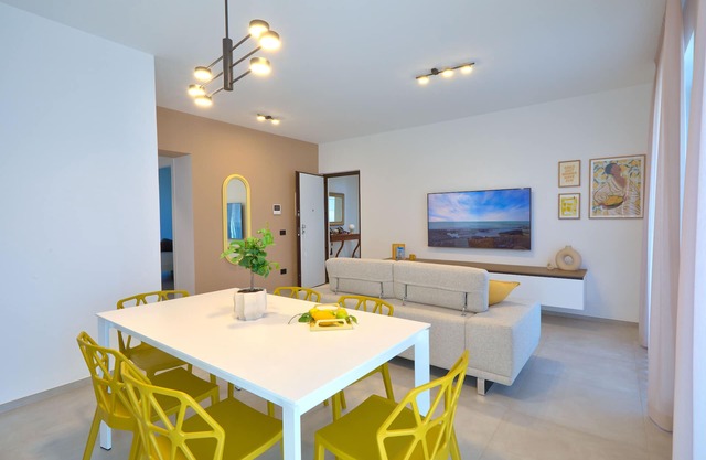 New modern apartment sea and Aeolian Islands view with balcony and terrace