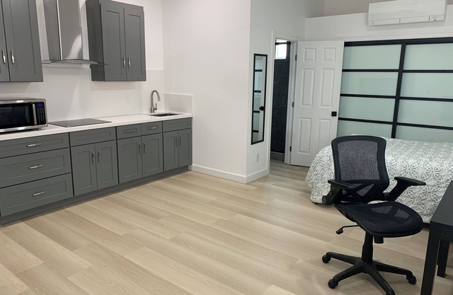 New Private Studio with Bed, attached bathroom and kitchen with SS appliances.