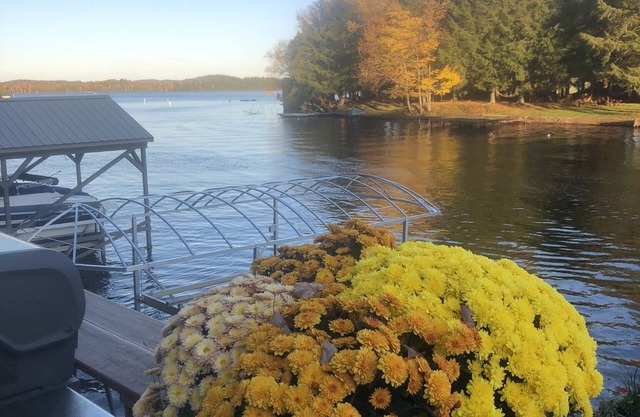 New waterfront house with deck, dock, close to Old Forge, fireplace, , patio