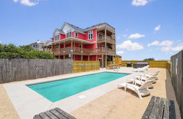 Newly built oceanside home situated among the dunes and wild horses in Carova!
