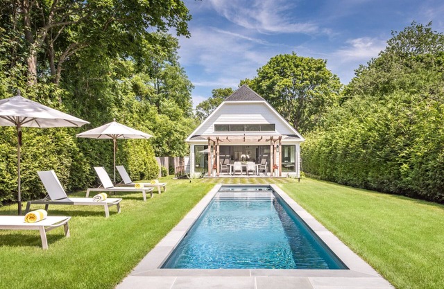 Newly constructed contemporary home, gunite heated pool, hot tub, deck with...