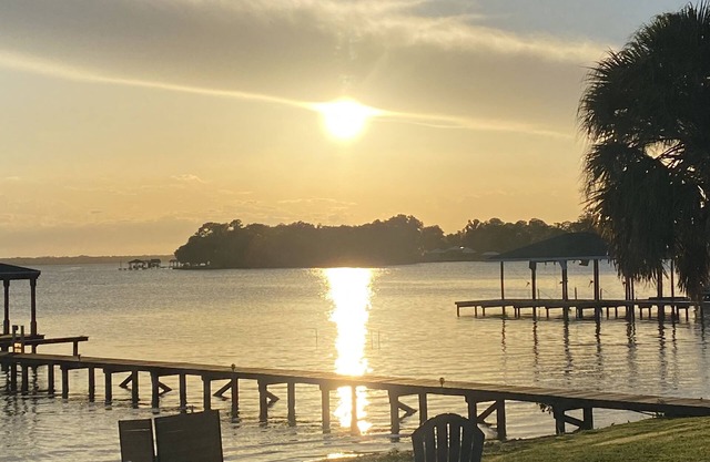 Newly Renovated Lake June home with spectacular sunsets, dock and private beach