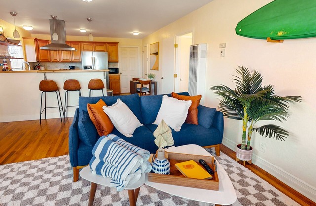Ocean-view home in great location with backyard deck, grill, streaming, & W/D