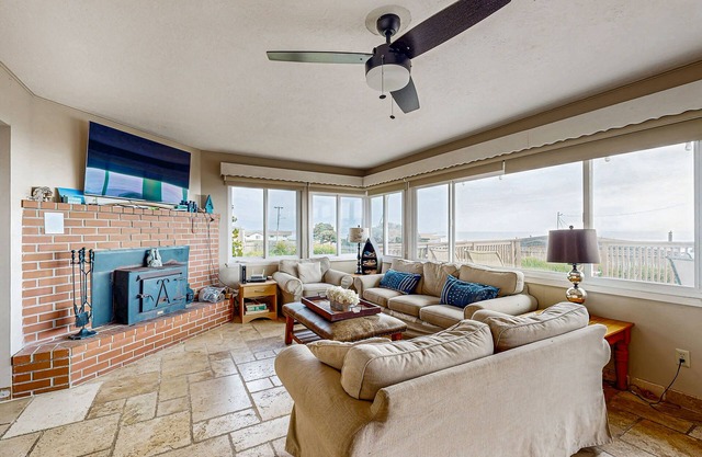 Ocean View Home w/ Private Hot Tub, Wood Stove, Large Deck & Yard - 2 Dogs OK