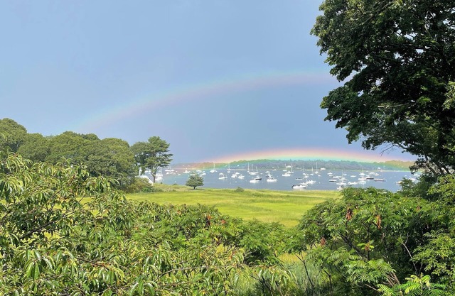 Ocean view 2-bedroom + den house in Cotuit with AC, WiFi, pet-friendly