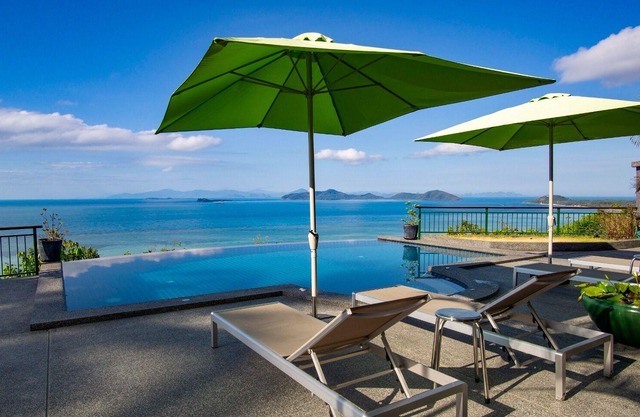 2-Bett-Villa mit spektakulärem Meerblick, Pool, Whirlpool, kostenlosem Auto und Transfers