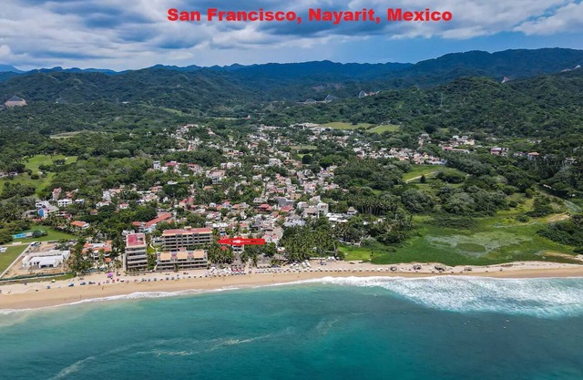 On the beach with big pool and in town. Luxurious 5 bedrooms and 5 bathrooms.