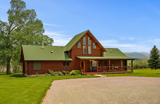 Our ultimate luxury Montana log cabin. Special highlights include a vaulted ceiling, an expansive rock fireplace and spectacular views of the Madison Range.