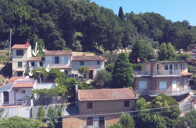 Panorama Terrasse mit Blick auf die Küste - Gemütliches Landhaus Toskana