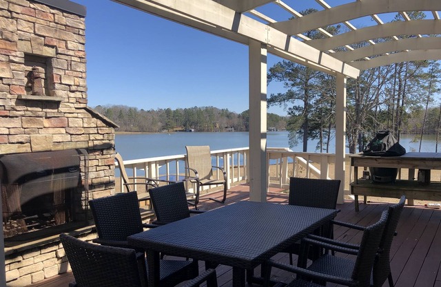 Panoramic & unobstructed lake views, level walk to shore, & private sandy beach
