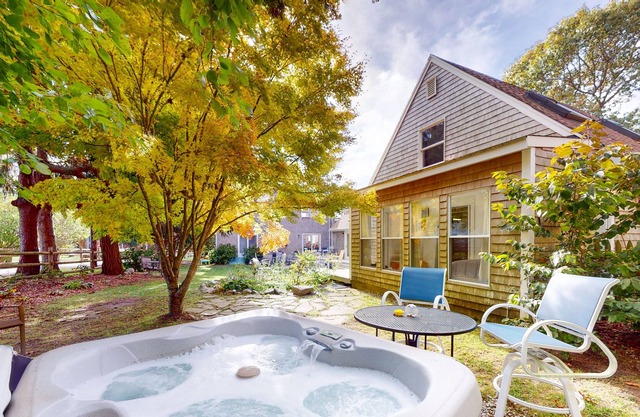 Pocasset harbor-view home with private hot tub, Ping-Pong, grill & W/D