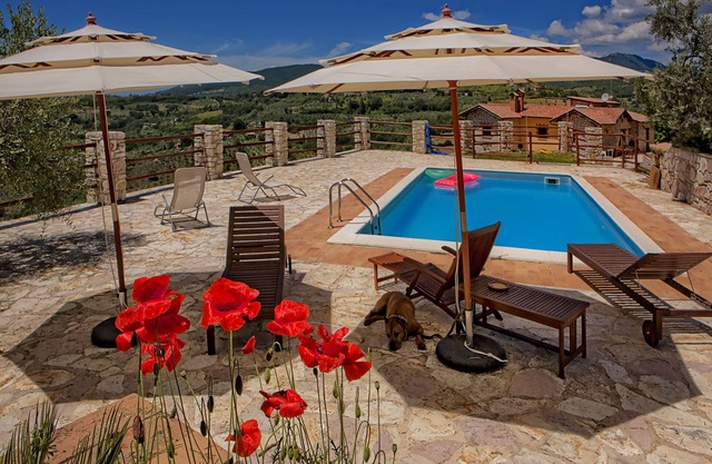 Pool und atemberaubende Aussicht auf die römische Landschaft