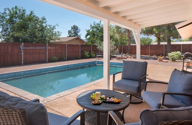 Pool, Hot tub, Fire Pit, BBQ ~ Beautiful home with patio living at it's best!