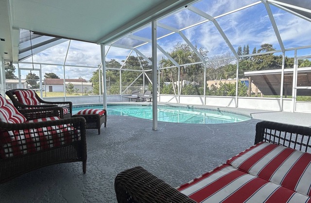 Pool house with lake access