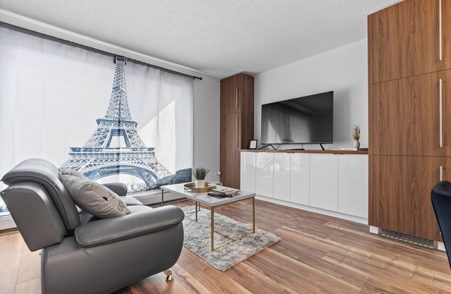Pool/Patio/ & Private Balcony in Downtown Edmonton, Private Parisian Condo