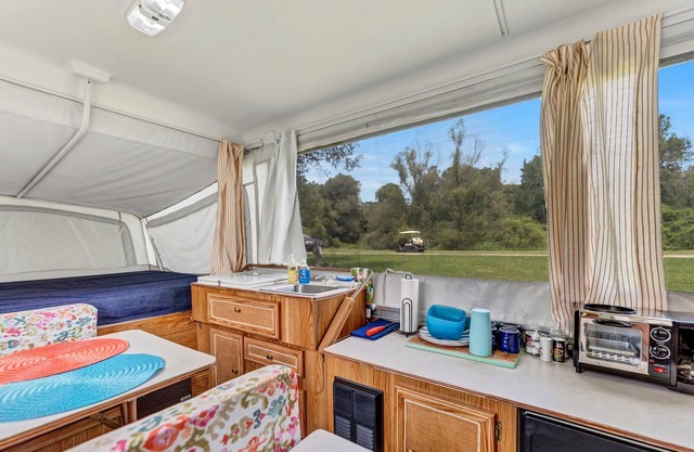 Pop Up Camper on Ischua Creek @ Campground Adventures