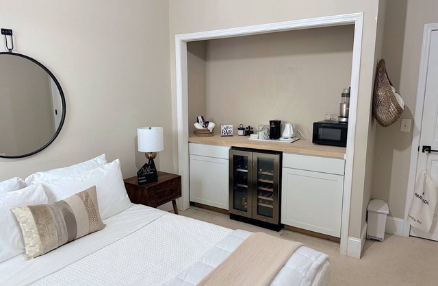 Private bed and bathroom with partition and own entrance..