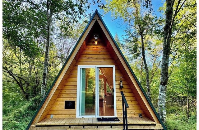 Private Cozy Aframe Lucia Cabin 1 @ Pull Caffe wood roasted coffee and bakery